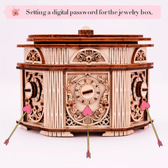 Vintage 3D Puzzle Music Box Layered Mechanical Intricate Carvings Beige Wooden