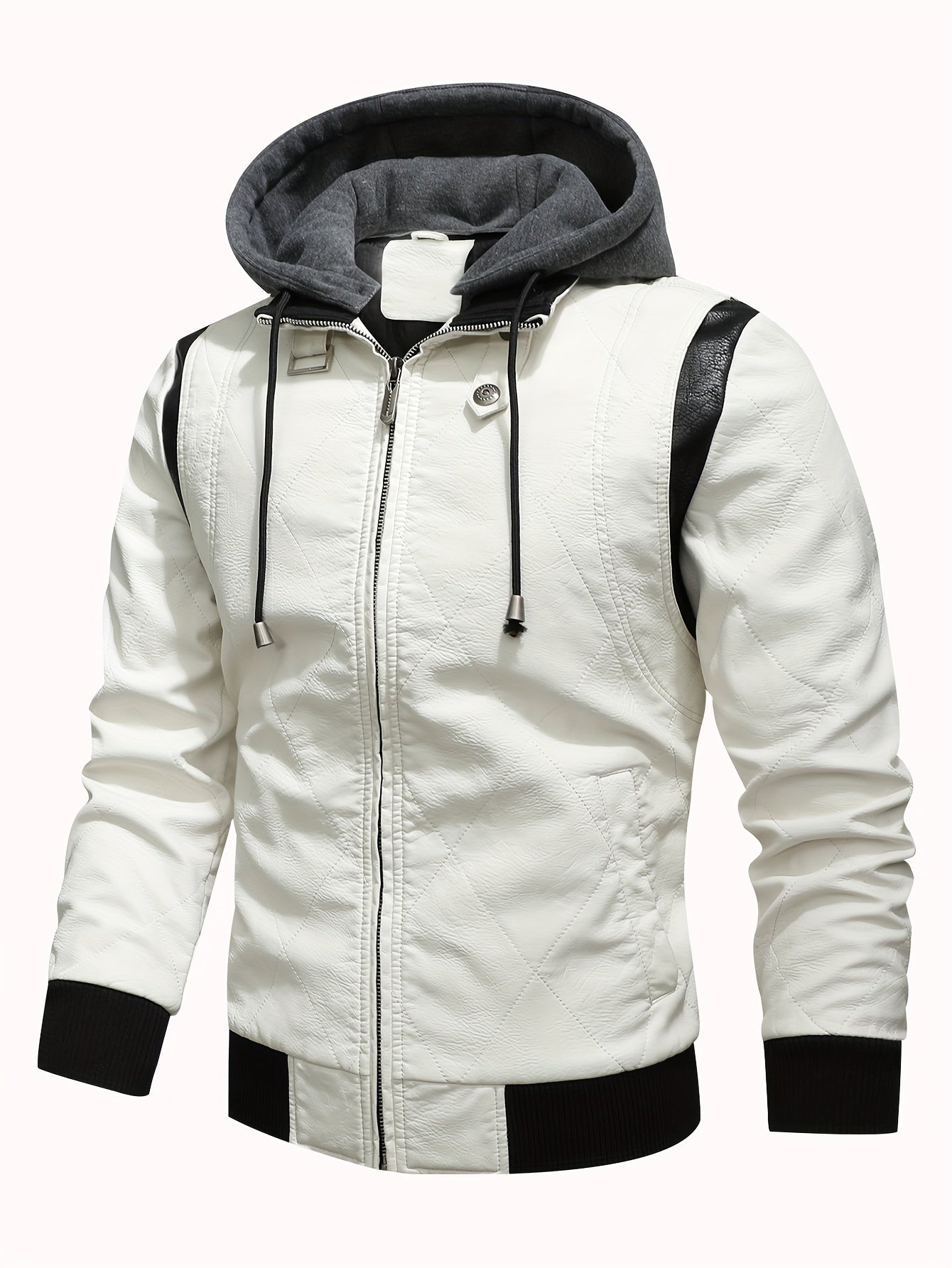 Men's Scorpion Print PU Leather Jacket With Hood