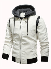 Men's Scorpion Print PU Leather Jacket With Hood
