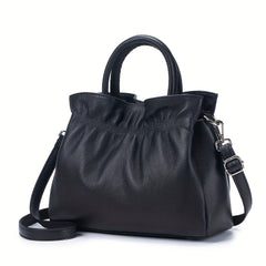 Leather Women's Handbag Detachable Shoulder Strap Lake Gray Beige