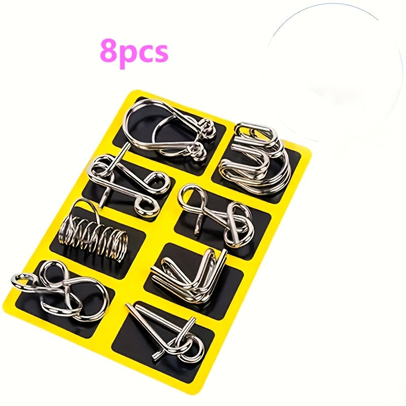 Luban Lock Toy Set of 8 Golden Rings Family Party Game