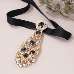Men's Metal Inlaid Tie Corsage with Artificial Diamond