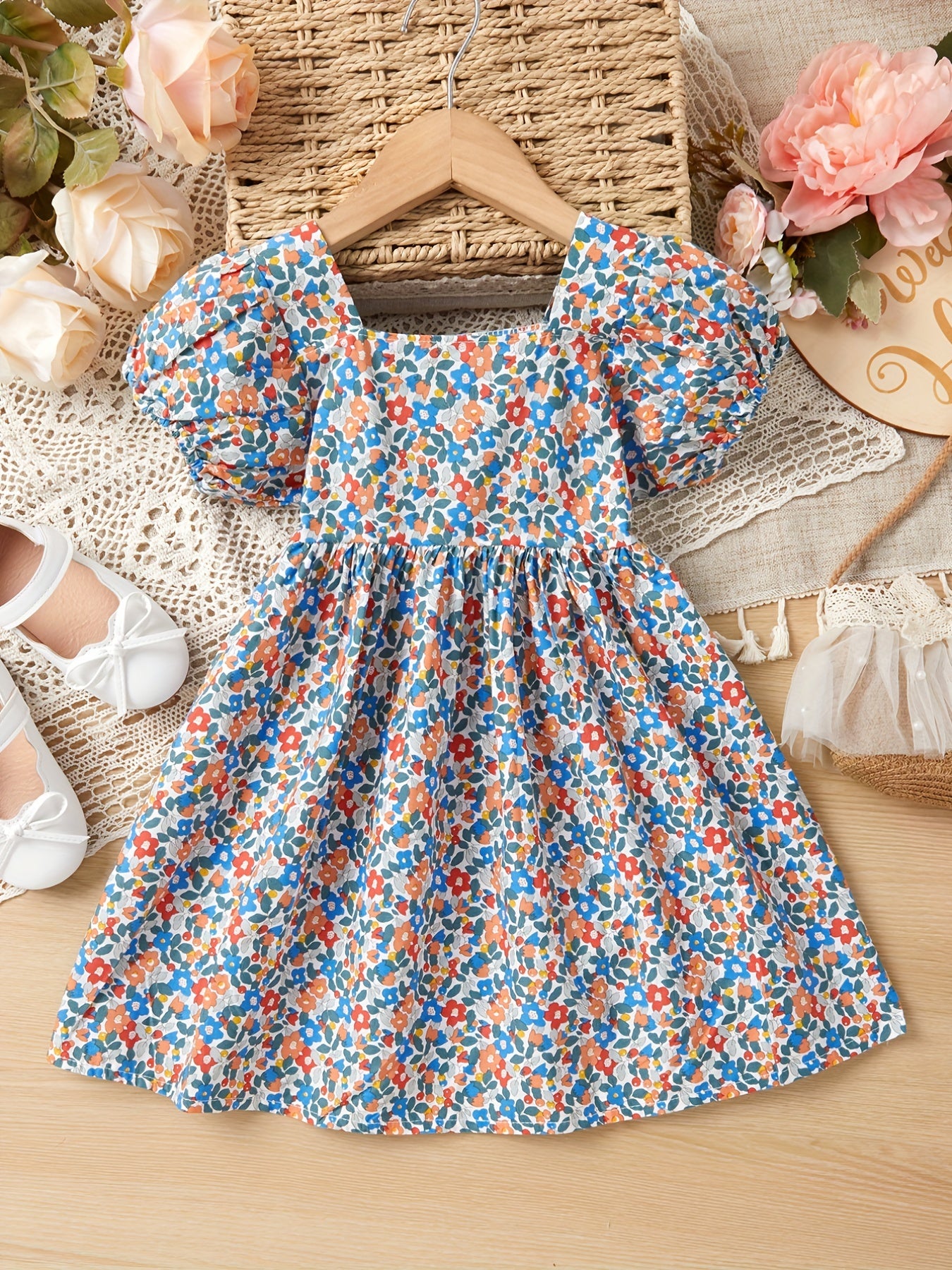 Toddler Girls Floral Princess Dress For Party Kids Summer Clothes