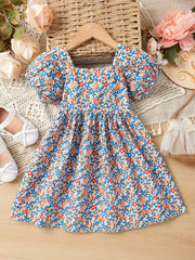Toddler Girls Floral Princess Dress For Party Kids Summer Clothes