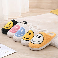 Plush Cozy House Slippers Anti skid Slip on Smile Shoes Indoor Men Winter
