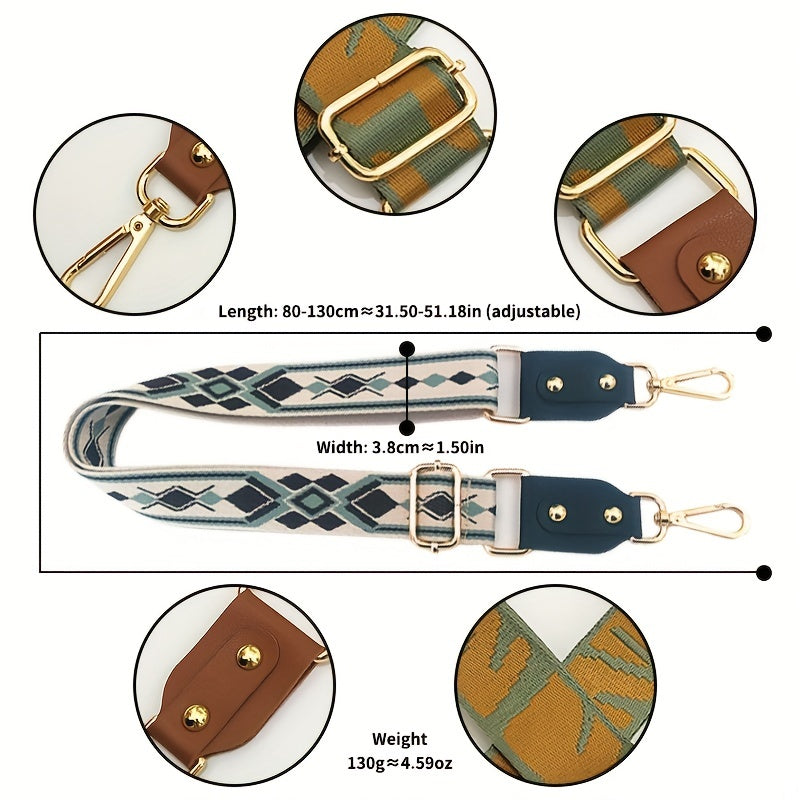 Vintage Ethnic Bag Strap Wide Adjustable For Shoulder Bag