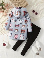 Girl's CATS POWER 2pcs Sweatshirt & Leggings Set