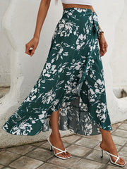 Floral Print High Waist Maxi Skirt