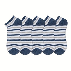 5 Pairs Striped Ankle Socks Women's Sports Stockings