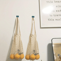 2pcs Reusable Mesh Grocery Bag for Fruits and Vegetables Long and Short Handles