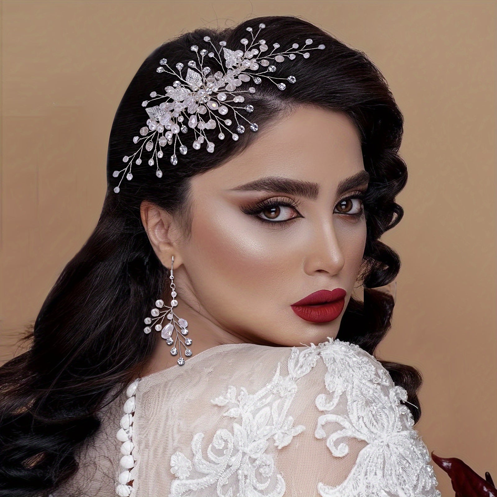 Silvery Rhinestone Bridal Hair Comb for Weddings