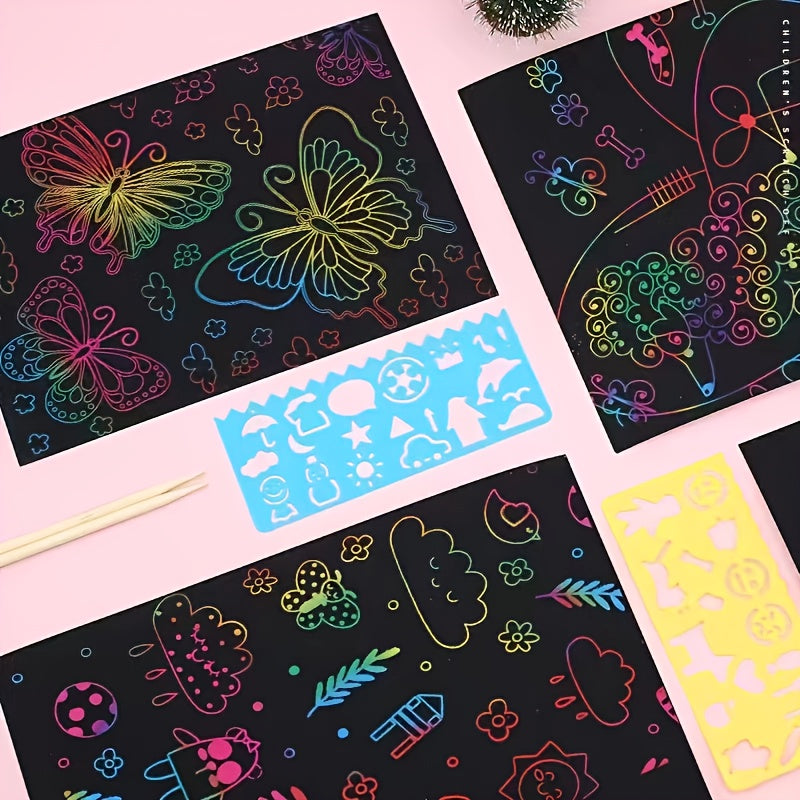 Rainbow Scratch Off Notebooks Arts & Crafts Kit for Kids
