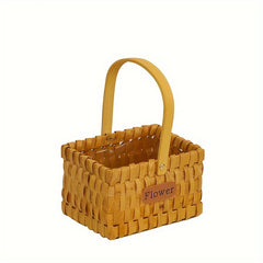Wooden Chip Flower Basket Handheld Grass Woven Flower Pot