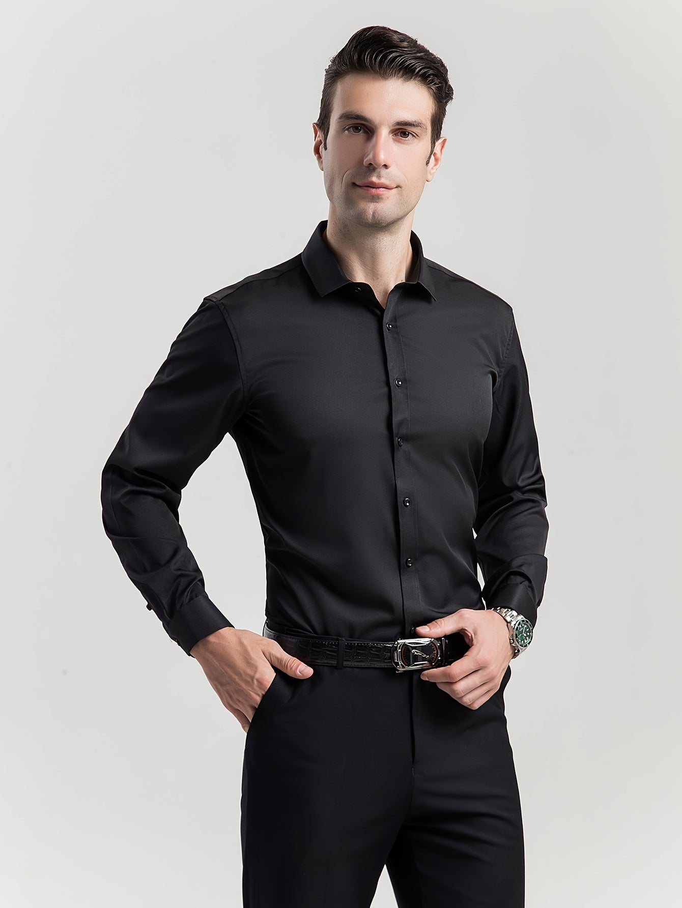 Men's Long Sleeve Casual Lapel Shirt for Spring/Fall