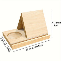 Wooden Triangle Book Stand with Cup Holder