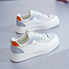 Women's Colorblock Platform Skate Shoes Round Toe Height Increasing