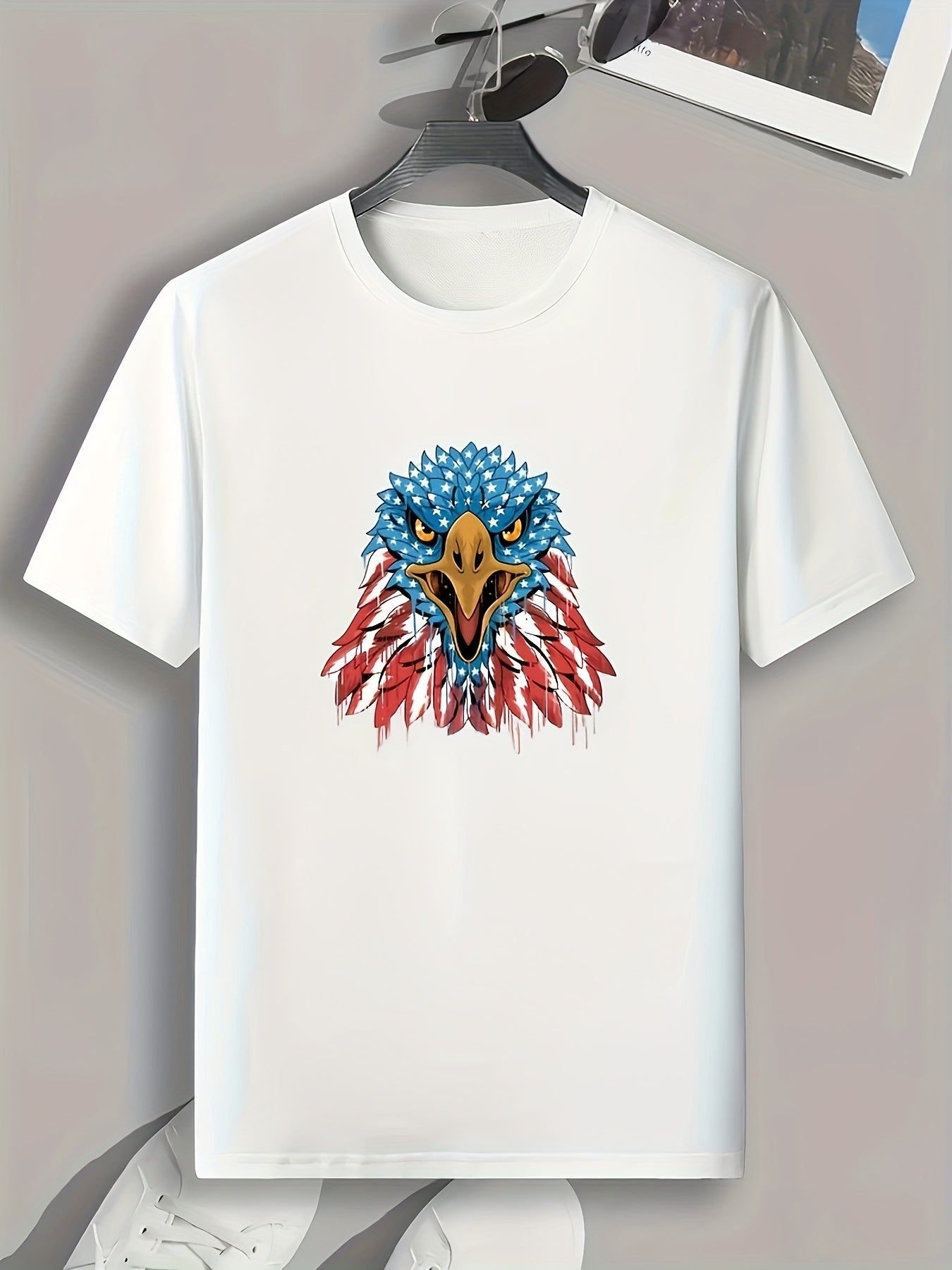 Eagle Head Print Men's Graphic T-shirt for Summer