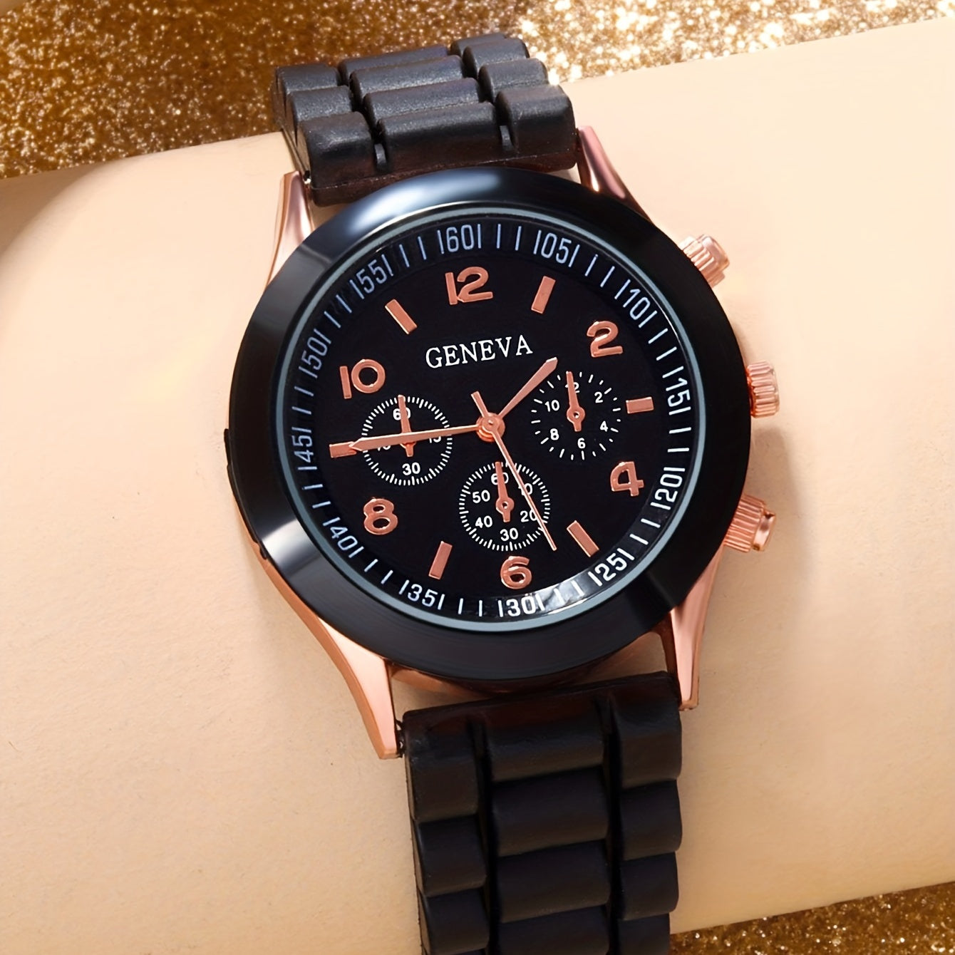 Kids PVC Strap Quartz Watch & Jewelry Set