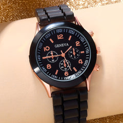 Kids PVC Strap Quartz Watch & Jewelry Set