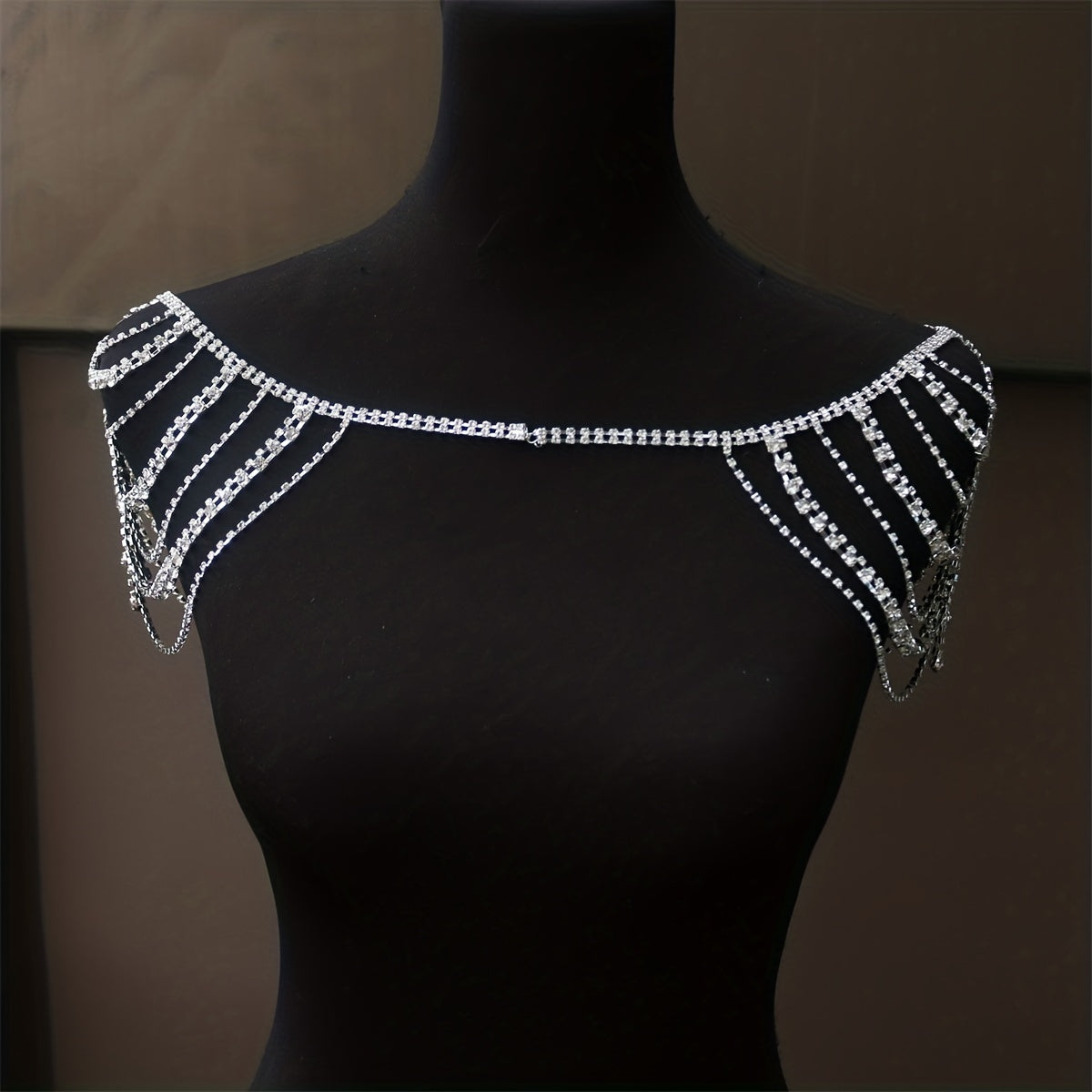Boho Rhinestone Shoulder Chain Crystal Tassel Body Chain Jewelry