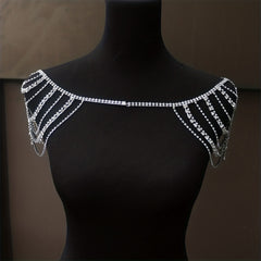Boho Rhinestone Shoulder Chain Crystal Tassel Body Chain Jewelry