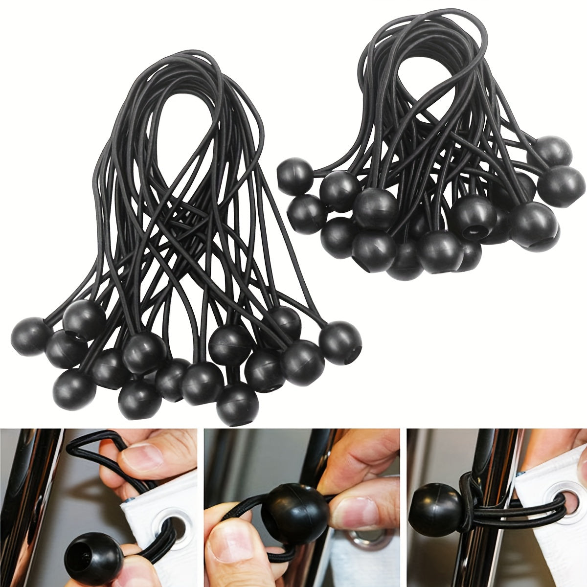 30pcs Ball Bungee Tarpaulin Tensioner for Tents with Ball Cord