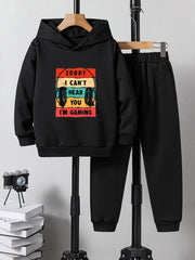 Boys Kids Casual Long Sleeve Hooded Sweatshirt & Sweatpants Set