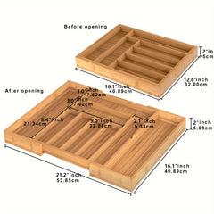 Bamboo Expandable Silverware Organizer Kitchen Drawer Organizer