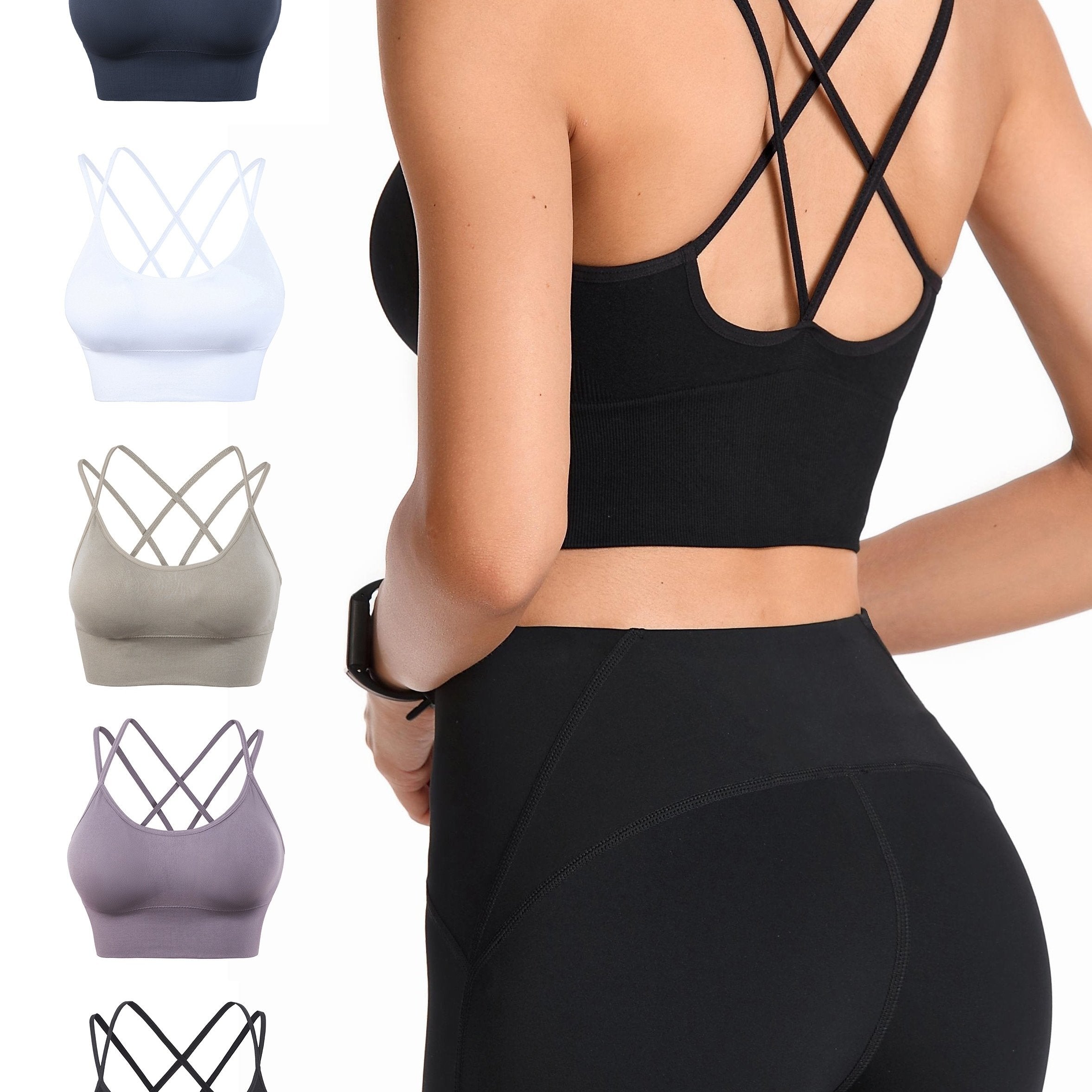 5pcs Cross Back Sports Bras Criss Cross Beauty Back Sports Bra for Women