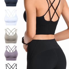 5pcs Cross Back Sports Bras Criss Cross Beauty Back Sports Bra for Women