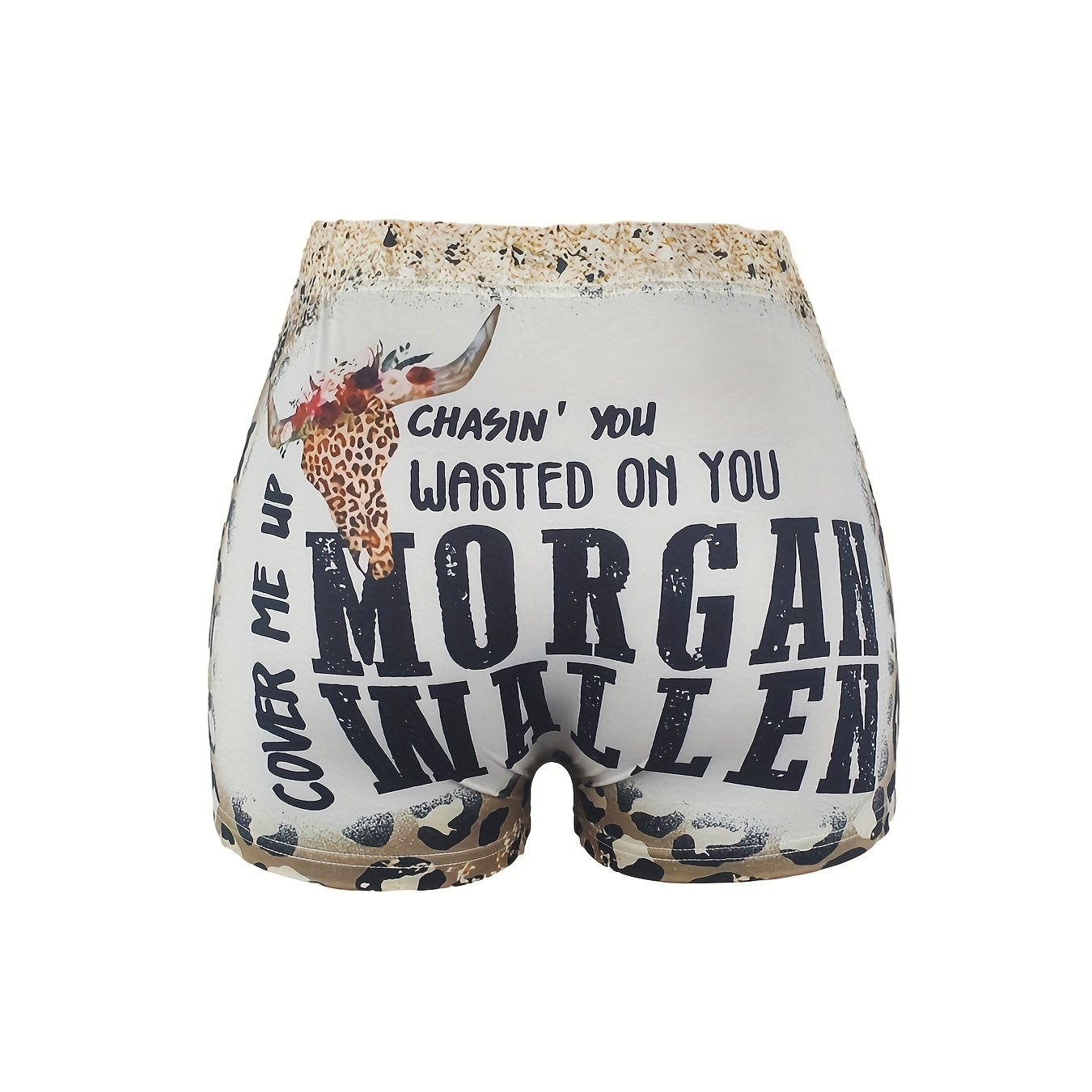 Leopard Print Skinny Shorts Casual Elastic Waist Women's Shorts