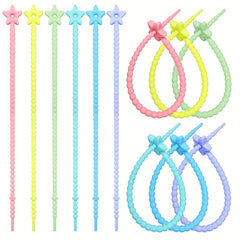 Set of 5 Star-Shaped Silicone Zip Ties for Charging Cords