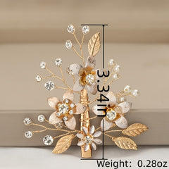 Golden Flower Bride Hair Clip Barrettes Wedding Hair Jewelry
