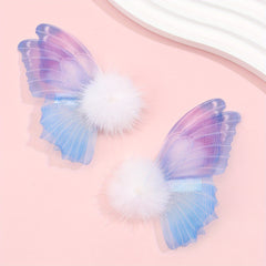 2pcs Sweet Plush Butterfly Hair Clips Party Girls Accessories