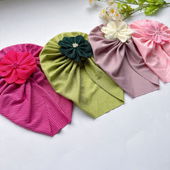 Soft Elastic Flower Baby Hat For Girl