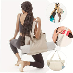Large Capacity Yoga Mat Storage Bag Canvas Outdoor Exercise Fitness Suit Bag