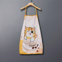 Cat Pattern Polyester Apron for Women Waterproof Thickened Hand Painted