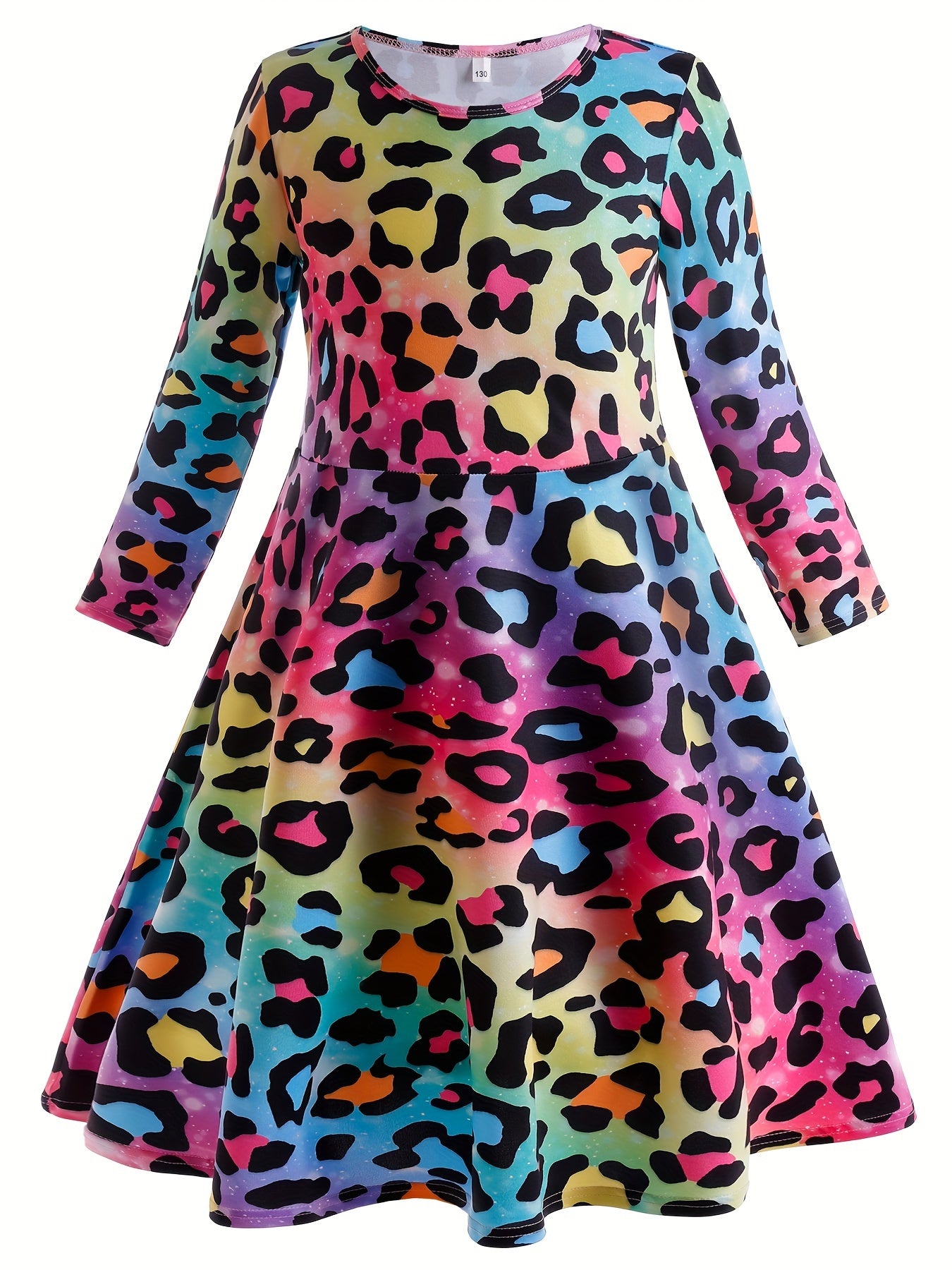 Leopard Print Long Sleeve Dress for Party