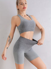 2 Pcs Gradient Yoga Clothing Suit Running Fitness Work Shockproof Bra Elastic