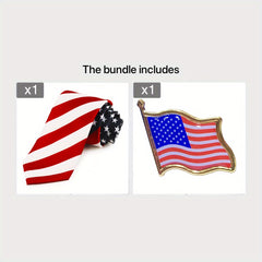 Men's Flag Stars & Stripes Red Necktie Stripe Ties