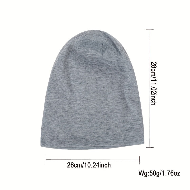 2pcs Solid Thin Pullover Stacking Hat Warm Sealed Top Hat Beanie