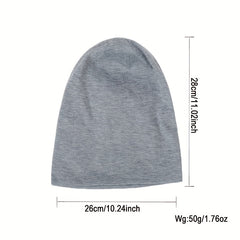 2pcs Solid Thin Pullover Stacking Hat Warm Sealed Top Hat Beanie