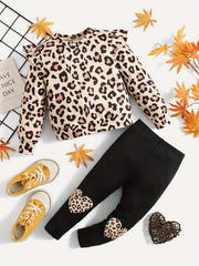Toddler Baby Girl Leopard Sweatshirt and Pant Set