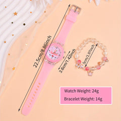 Set of 2 LED Princess Watches with Silicone Strap and Bracelet
