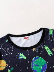 Space Planets Pajama Set for Kids Long Sleeve Top & Pants
