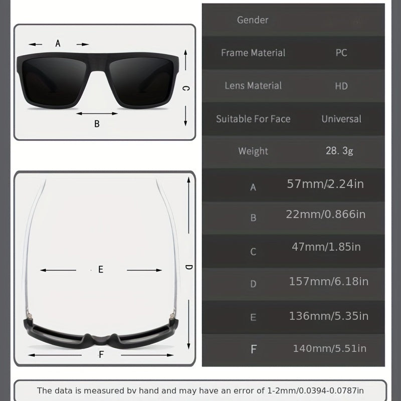 Men's Square Frame Sports Sunglasses UV Protection with Zipper Case