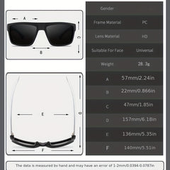 Men's Square Frame Sports Sunglasses UV Protection with Zipper Case