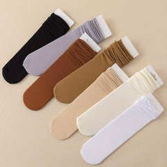 7 Pairs Solid Pile Socks Comfy & Breathable All match Socks Women's Stockings