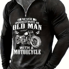 Motorcycle And Letters Pattern Men's Custom Fit Long Sleeve Shirt
