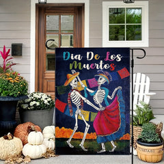 Halloween Of The Dead Garden Flag Dia De Los Muertos Dance Skull Yard Flag